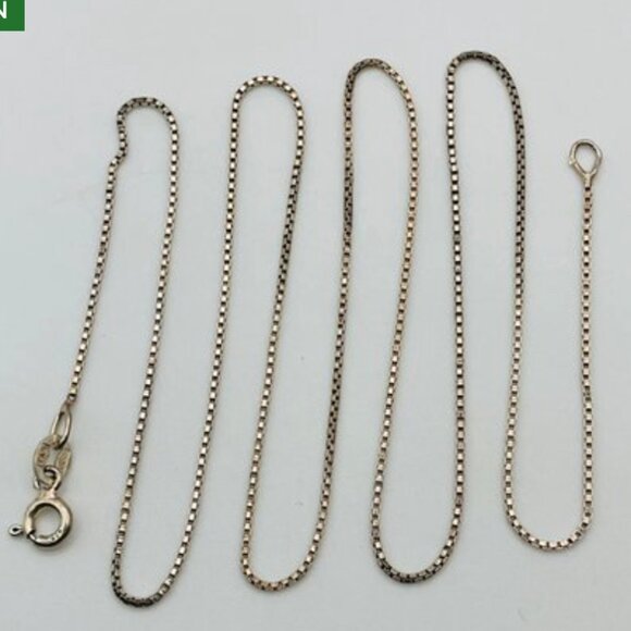 Sterling Silver Box Chain Necklace with Wishbone Pendant - Picture 7 of 8
